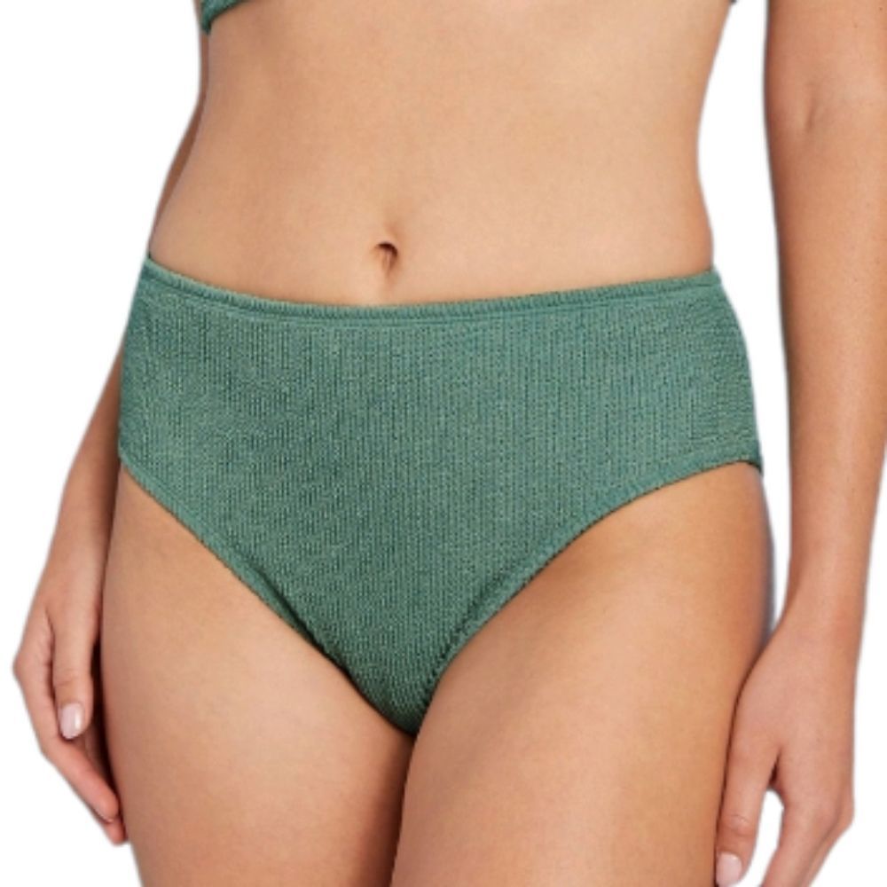 Kona Sol Crinkle Textured Mid-Rise Medium Coverage Bikini Bottom